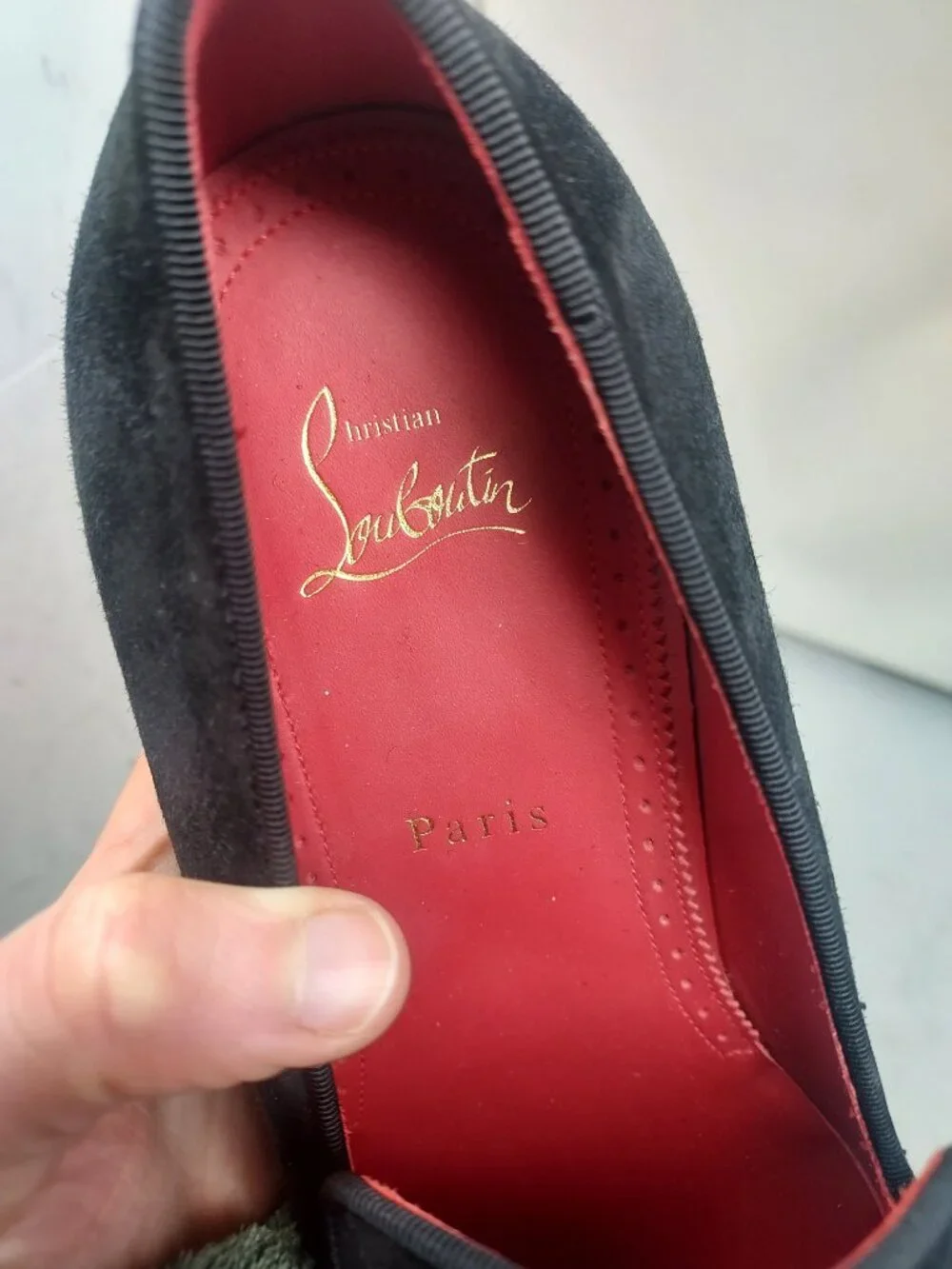 CHRISTIAN LOUBOUTIN MENS Black Dandelion Strass Suede Logo Loafer